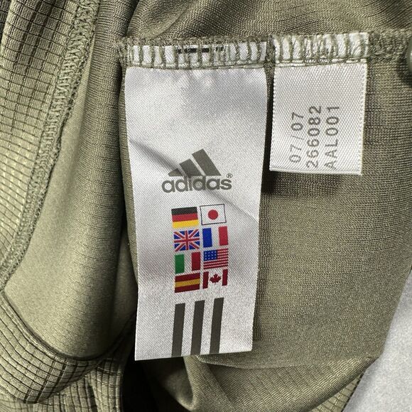 NC State Men’s L Adidas Full Button Short Sleeve Polo Army Green Waffle Pattern - Picture 7 of 11